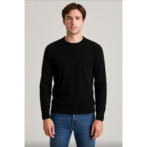 Vince Men's Black Merino Wool Raglan Sleeve Tight Knit Classic Sweater Size M